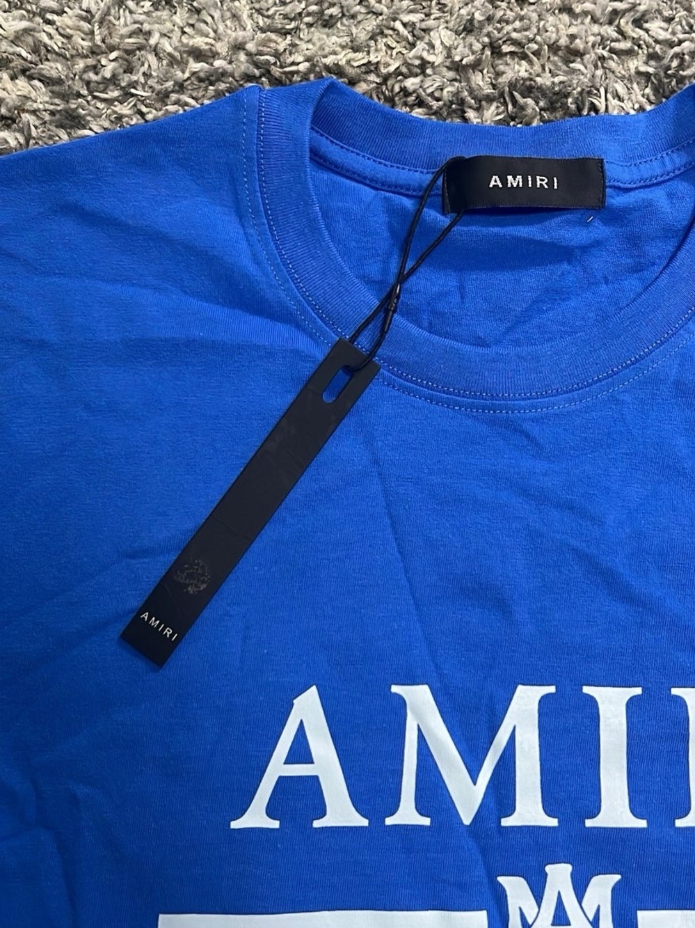 AMIRI Blue Logo Short-Sleeve Crewneck Tee - Picture 3 of 4
